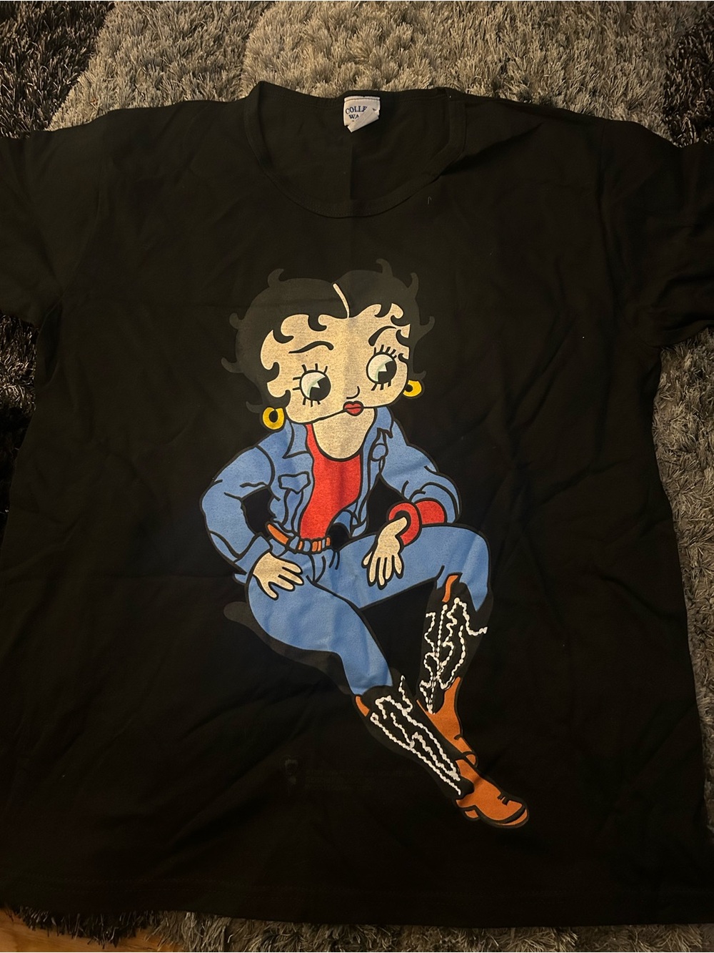 Vintage 1997 Betty Boop Cowgirl Black Shirt 14w/16w 23x29